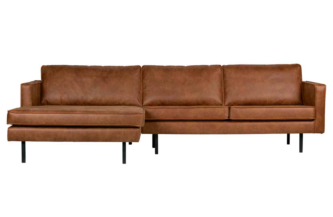 Ecksofa Rodeo Chaiselongue Lederoptik, links Cognac