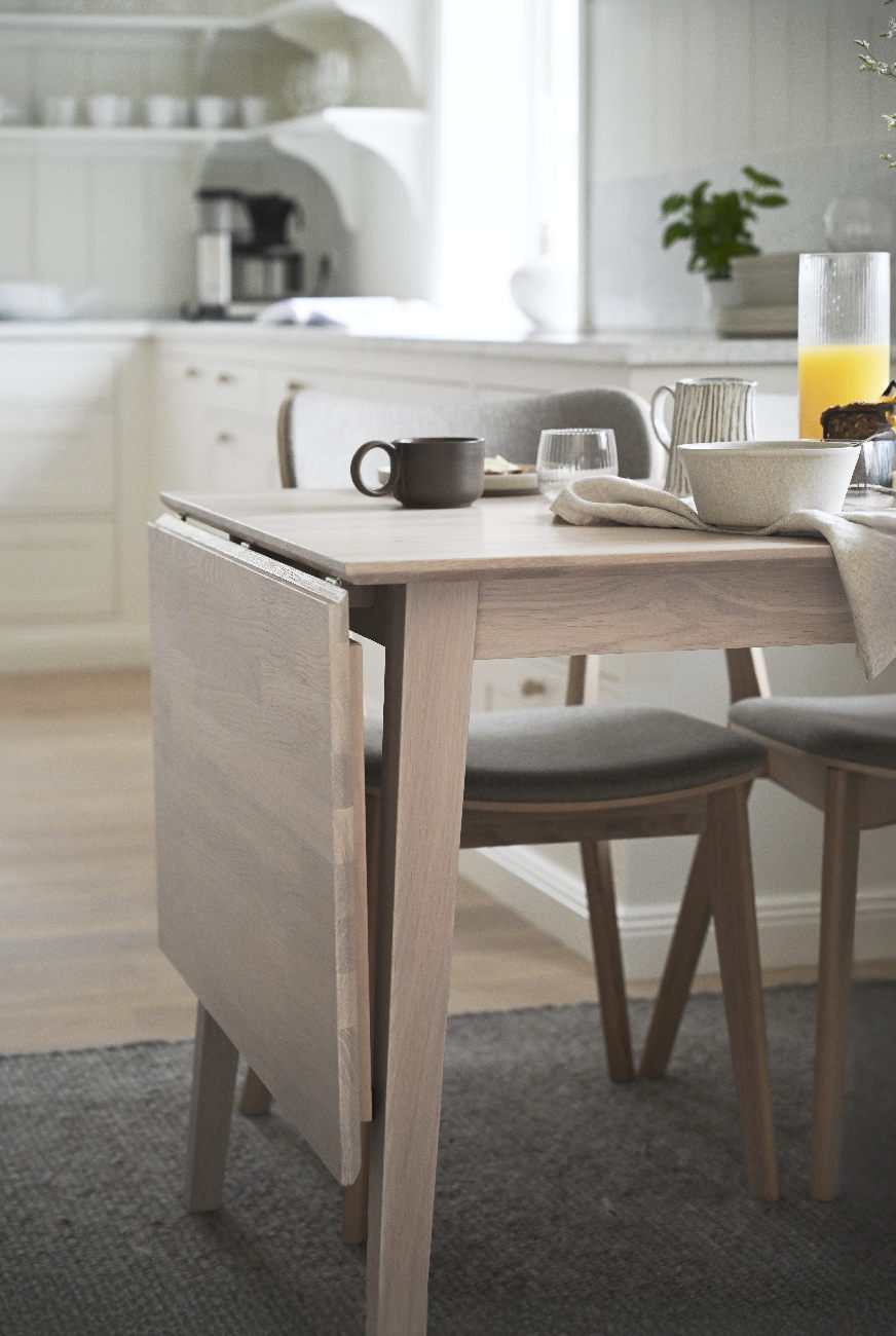 Klapptisch Filippa, 120/165x80cm, Eiche Weiß pigmentiert
