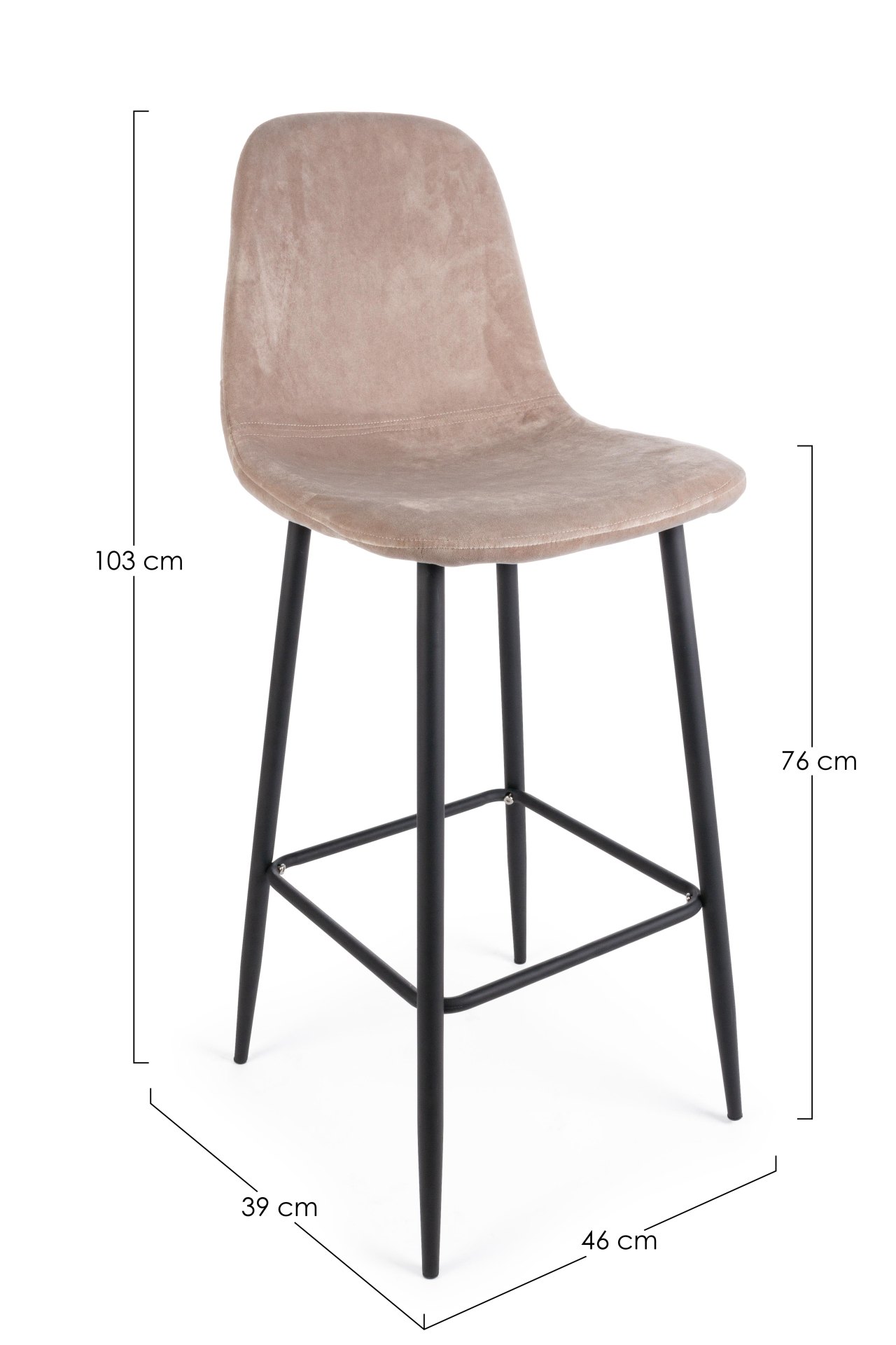 Barhocker Irelia aus Samt, Taupe