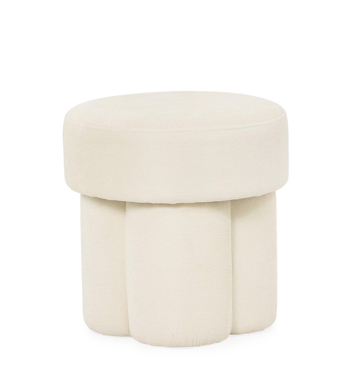 Hocker Glenda aus Stoff, Creme-Weiß