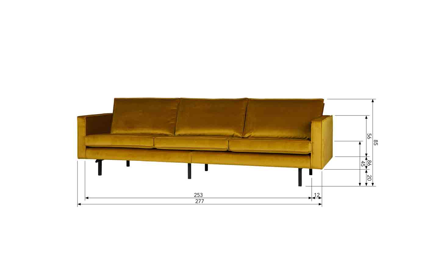 Rodeo Sofa 3-Sitzer Samt, Ocker