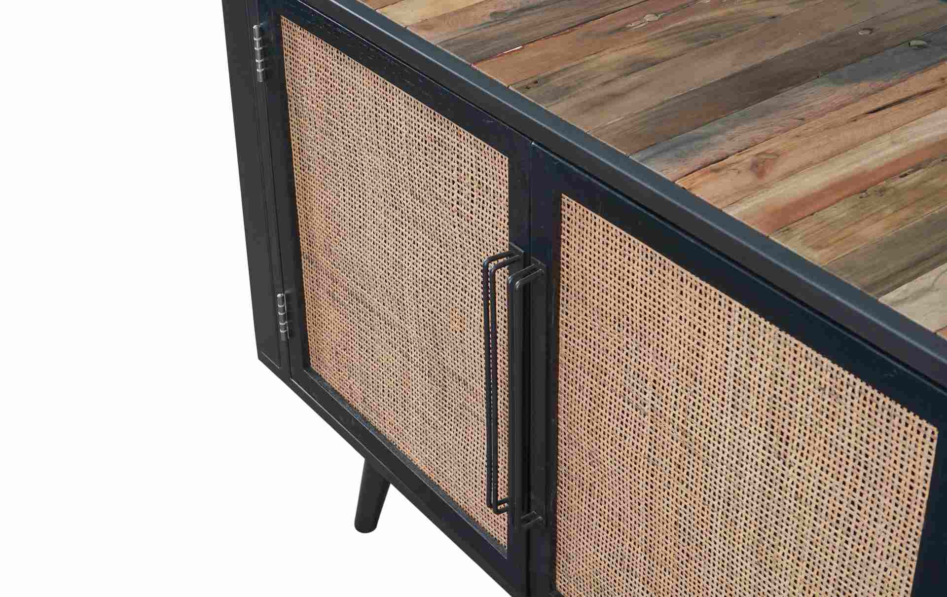 TV-Board Nordic Rattan mit 4 Türen, 200 cm