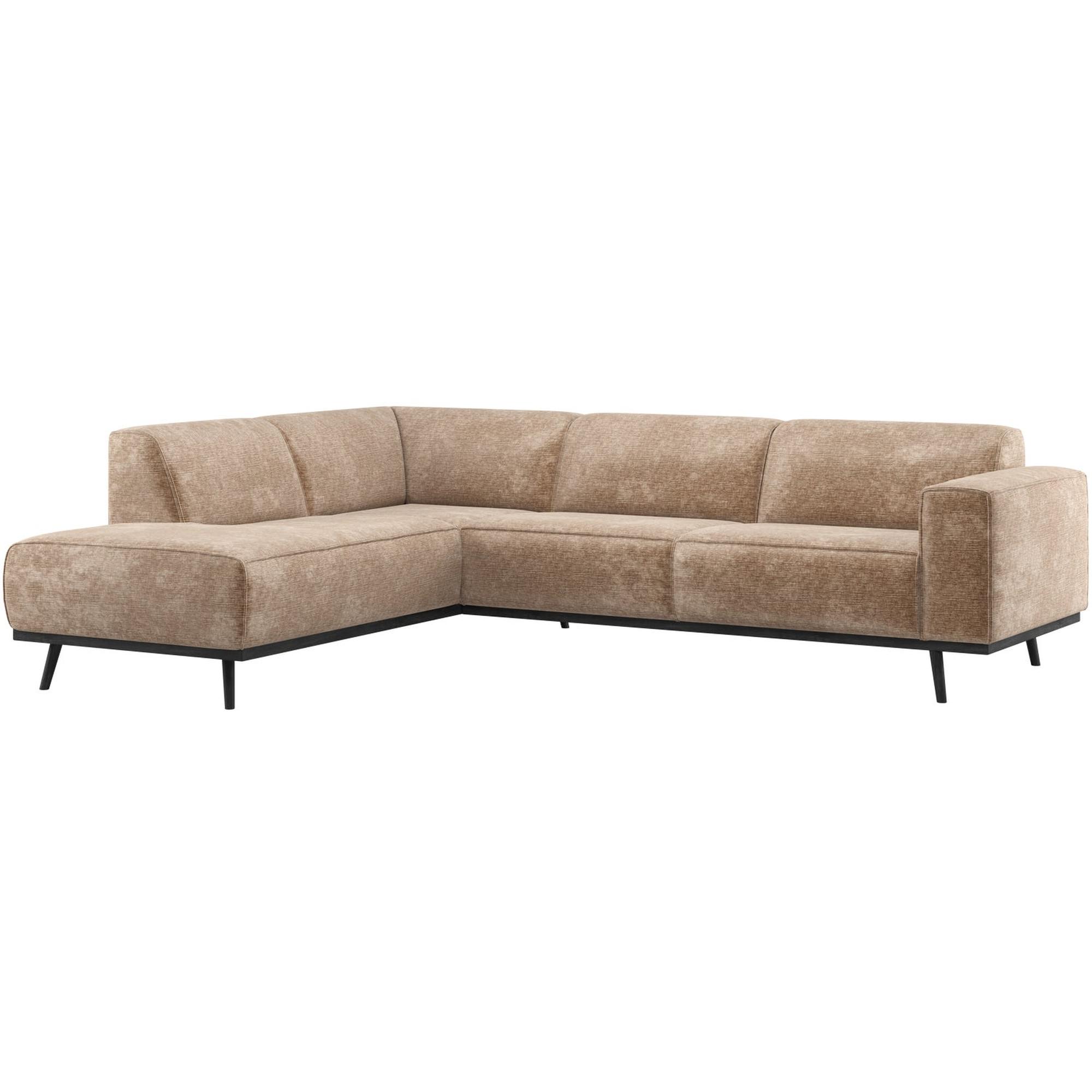Ecksofa Statement Links - Chenille-Samt, Taupe
