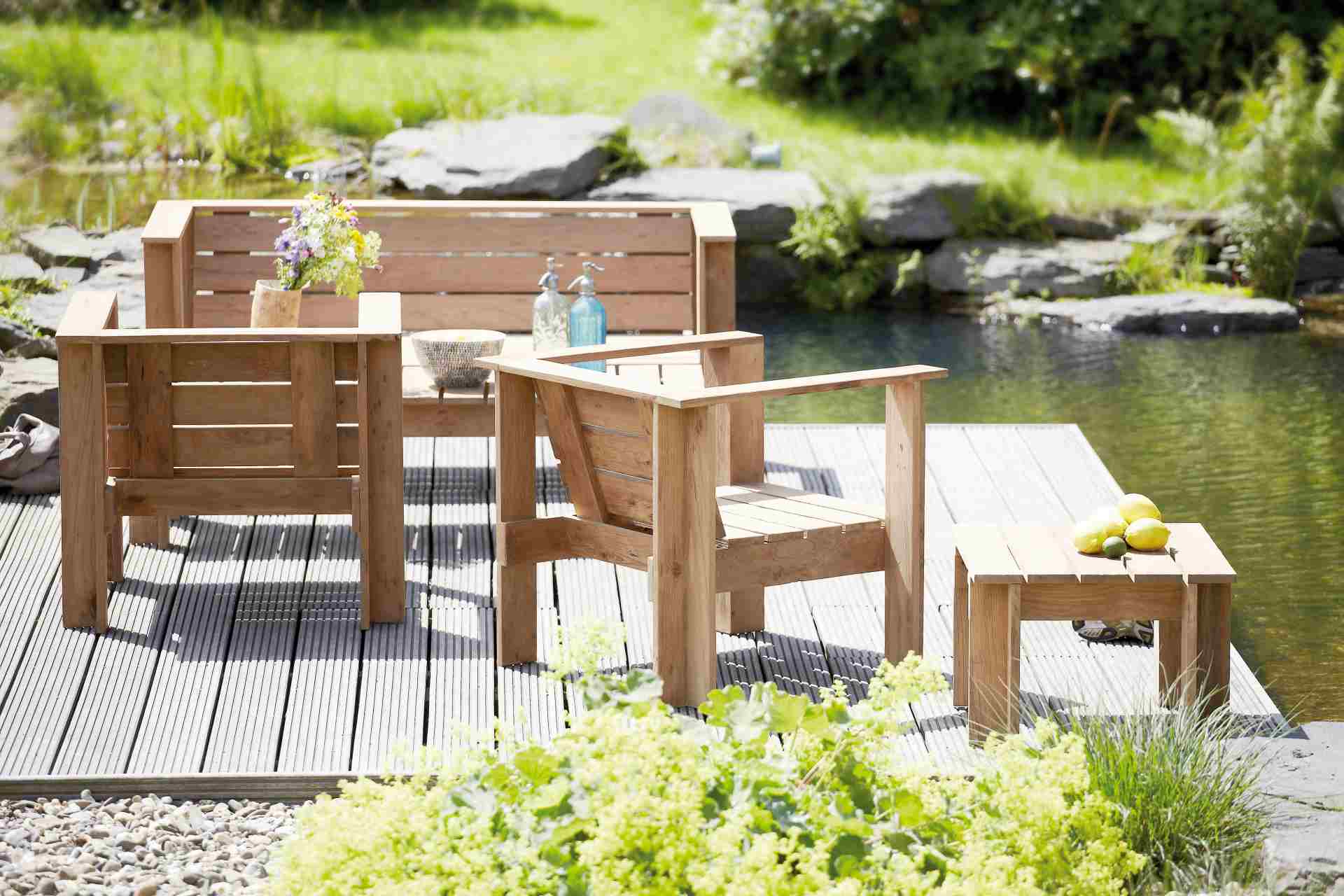 Lounge Batten Sessel aus recyceltem Teakholz