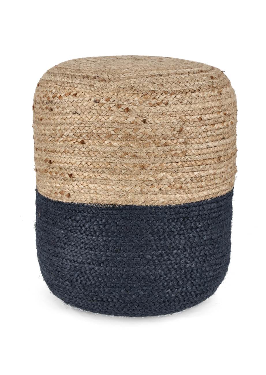 Pouf Jalala aus Jute, Blau