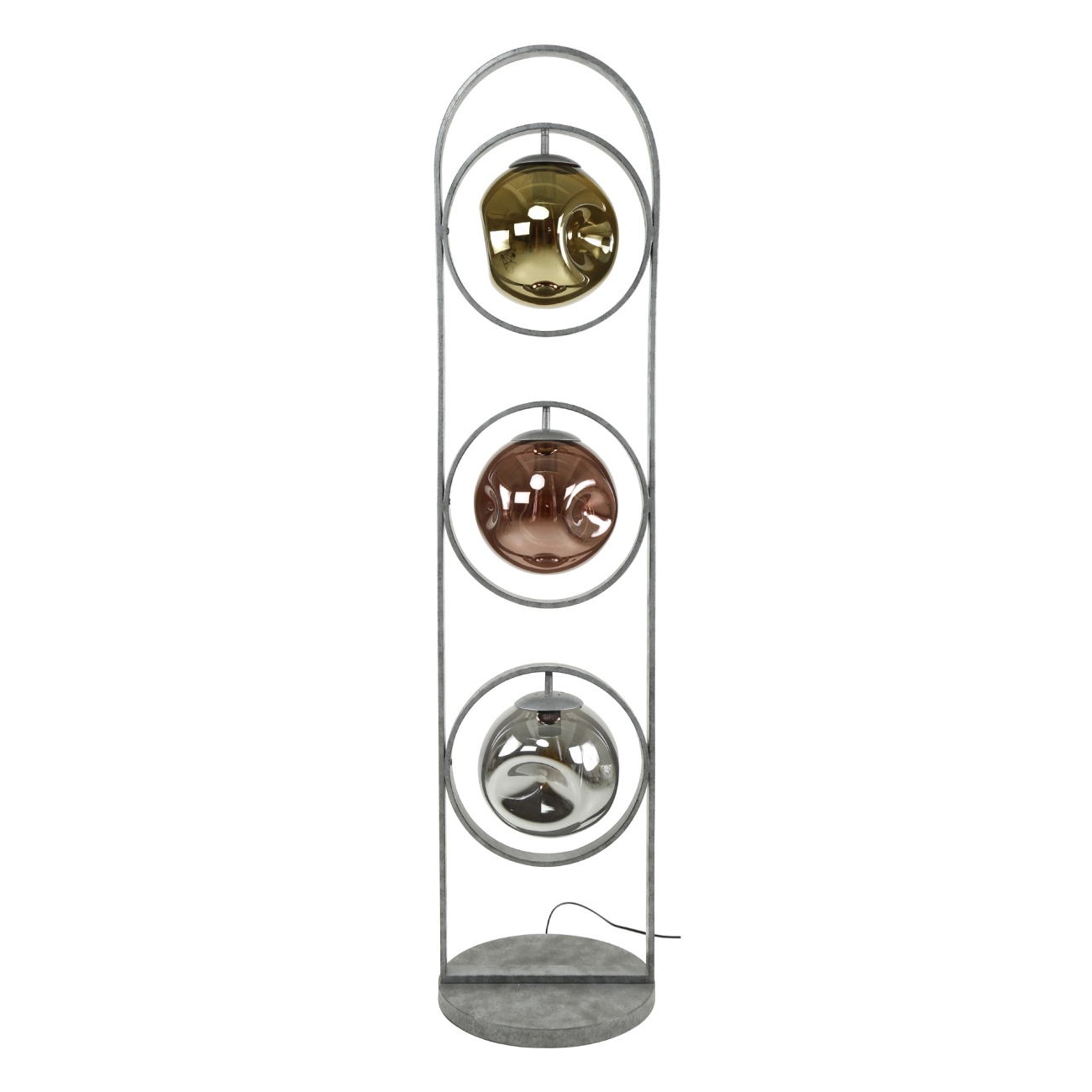 Stehleuchte Atomoira, 3-flammig - Glas Multicolor, Metall Antiksilber, LED