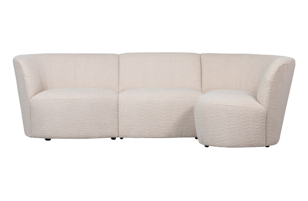 Ecksofa Coco aus Boucle-Stoff Rechts, Creme