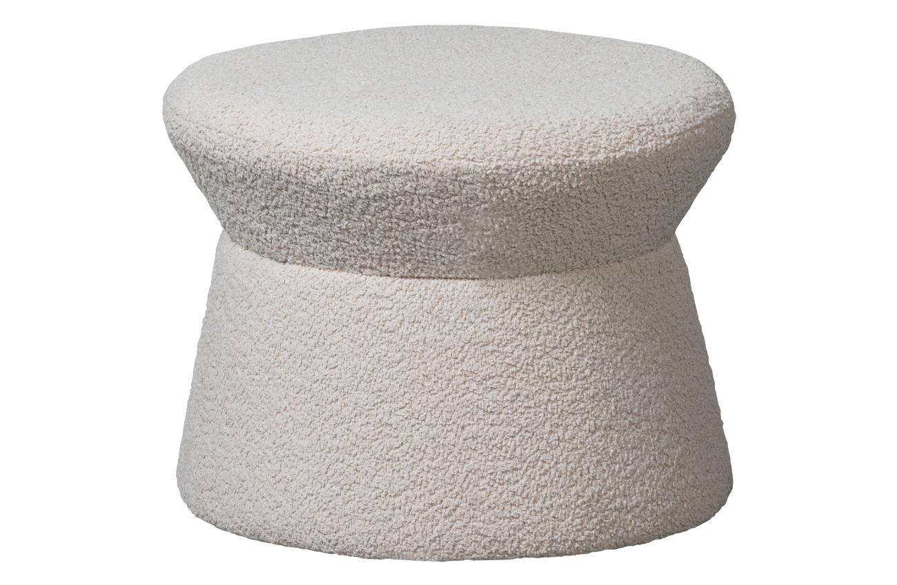 Hocker Rowan aus Boucle-Stoff, Creme