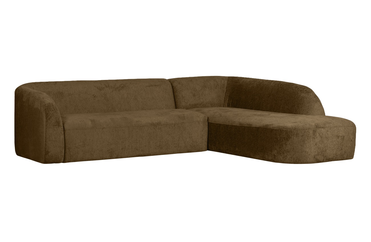 Ecksofa Sloping aus Struktursamt Rechts, Brass