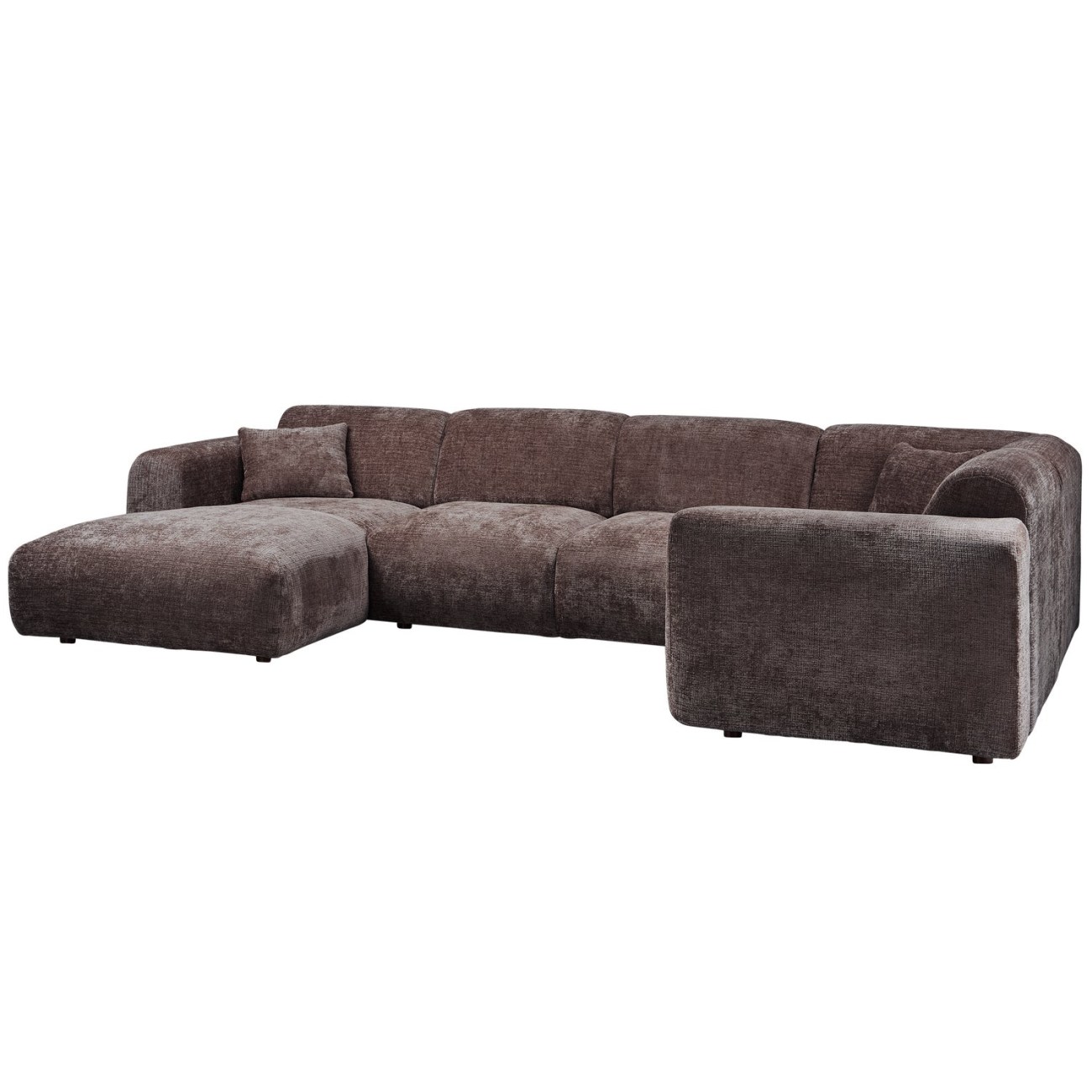 Ecksofa Cloud aus Chenille-Stoff Rechts, Braun