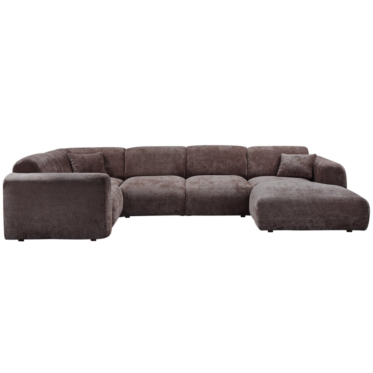 Ecksofa Cloud aus Chenille-Stoff Links, Braun