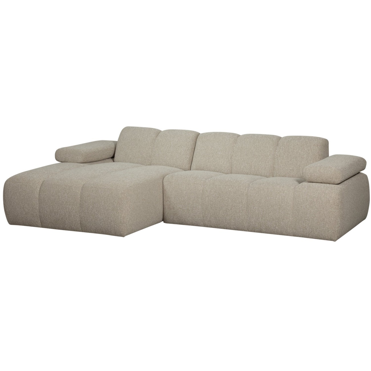 Chaiselongue Mojo aus Boucle-Stoff Links, Beige