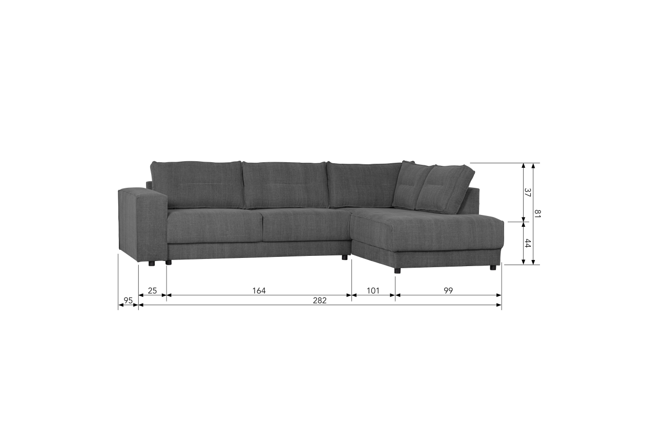 Ecksofa Randy aus Leinenstoff Rechts, Anthrazit