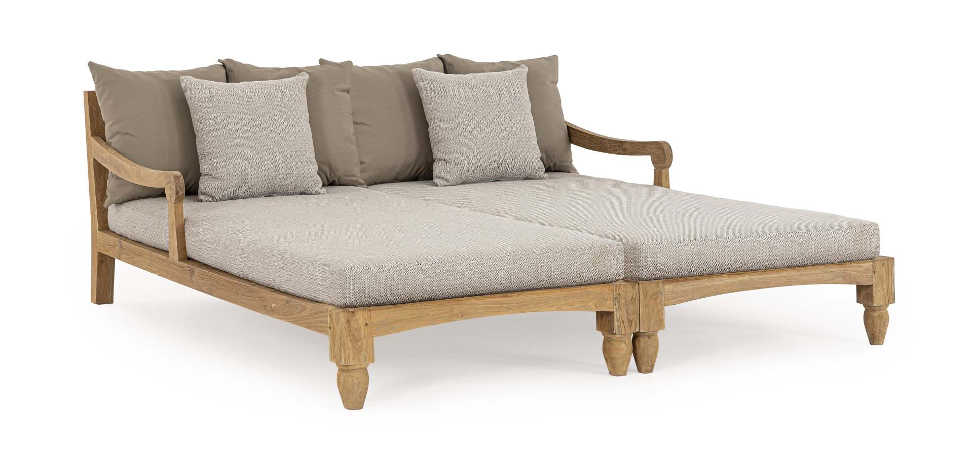 Daybed Bali aus Teakholz, Hellgrau