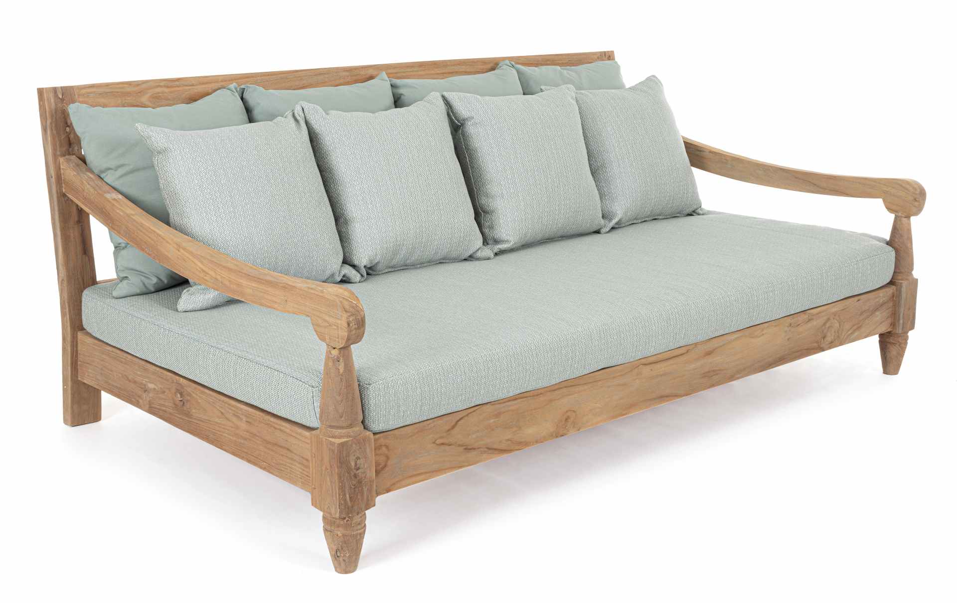 Gartensofa Bali aus Teakholz, Aqua