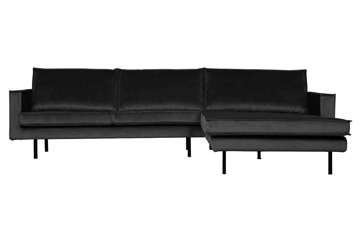 Ecksofa Rodeo Chaiselongue Samt, rechts Anthrazit