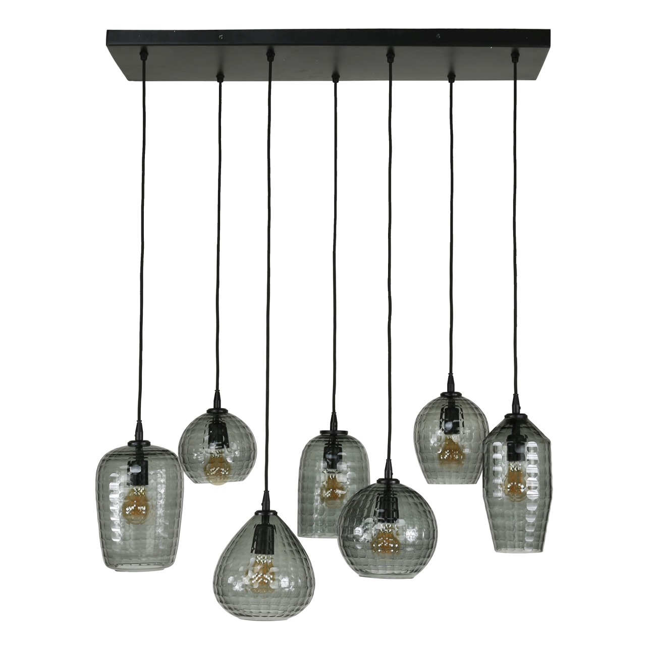 Hängeleuchte Zavetro, 7-flammig - Rauchglas mit Struktur, inkl. LED