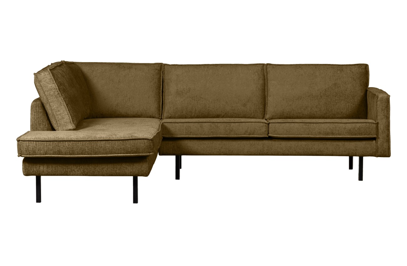 Ecksofa Rodeo aus Struktursamt Links, Brass