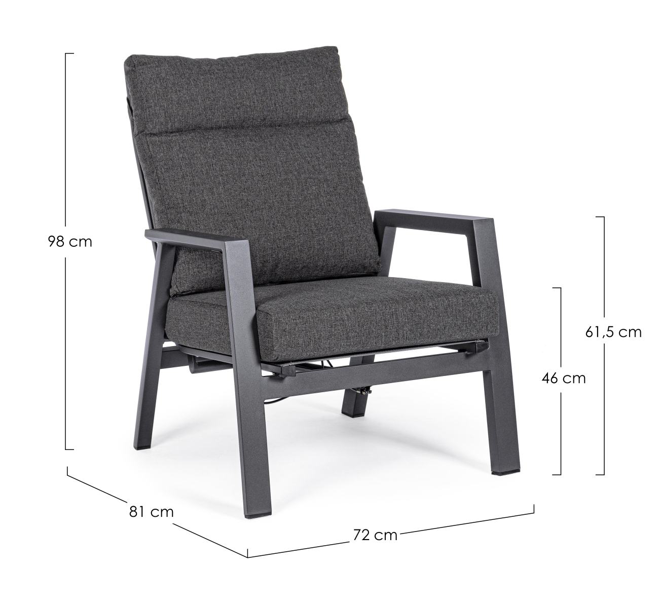 Gartensessel Kledi aus Aluminium, Anthrazit