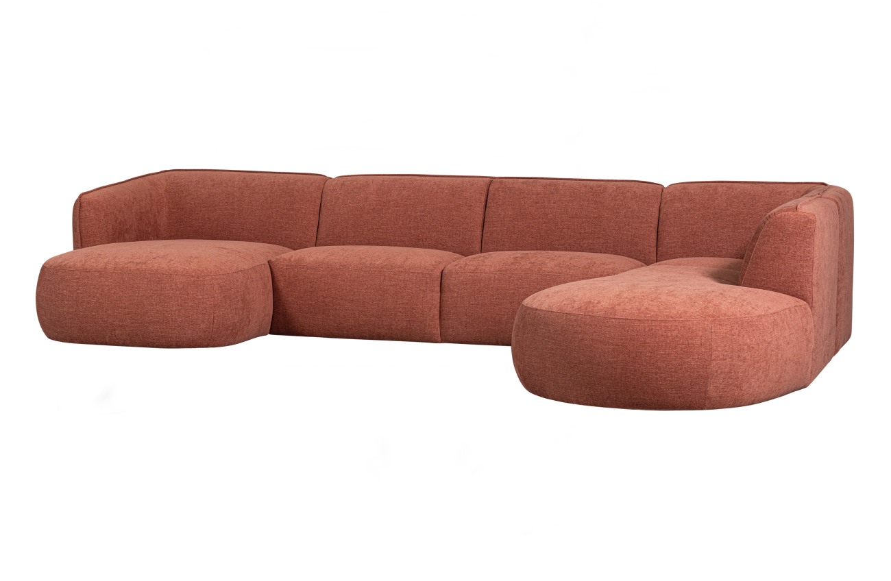 Sofa Polly U-Form aus Webstoff Rechts, Rosa