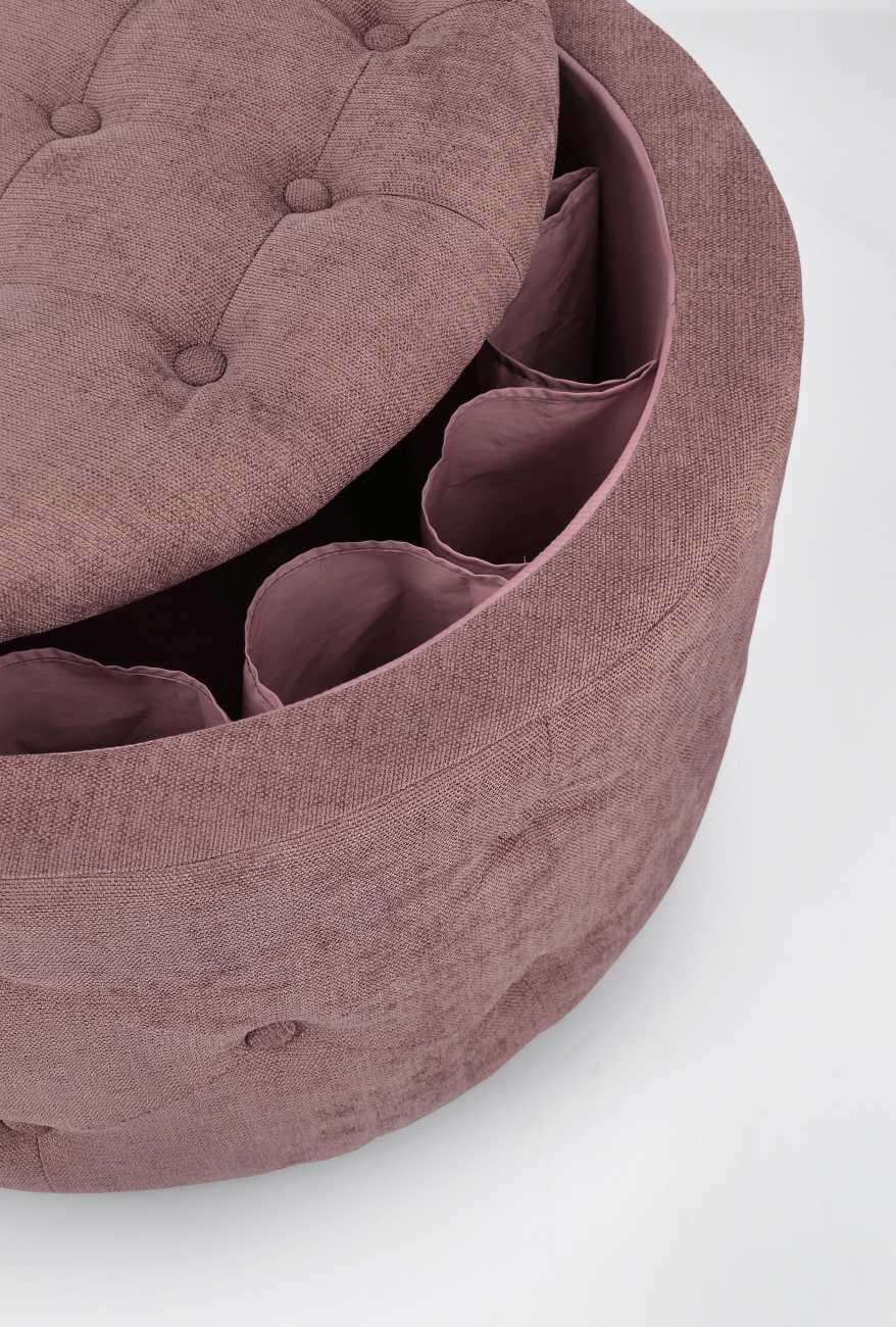 Pouf Ernestine aus Stoff, Altrosa