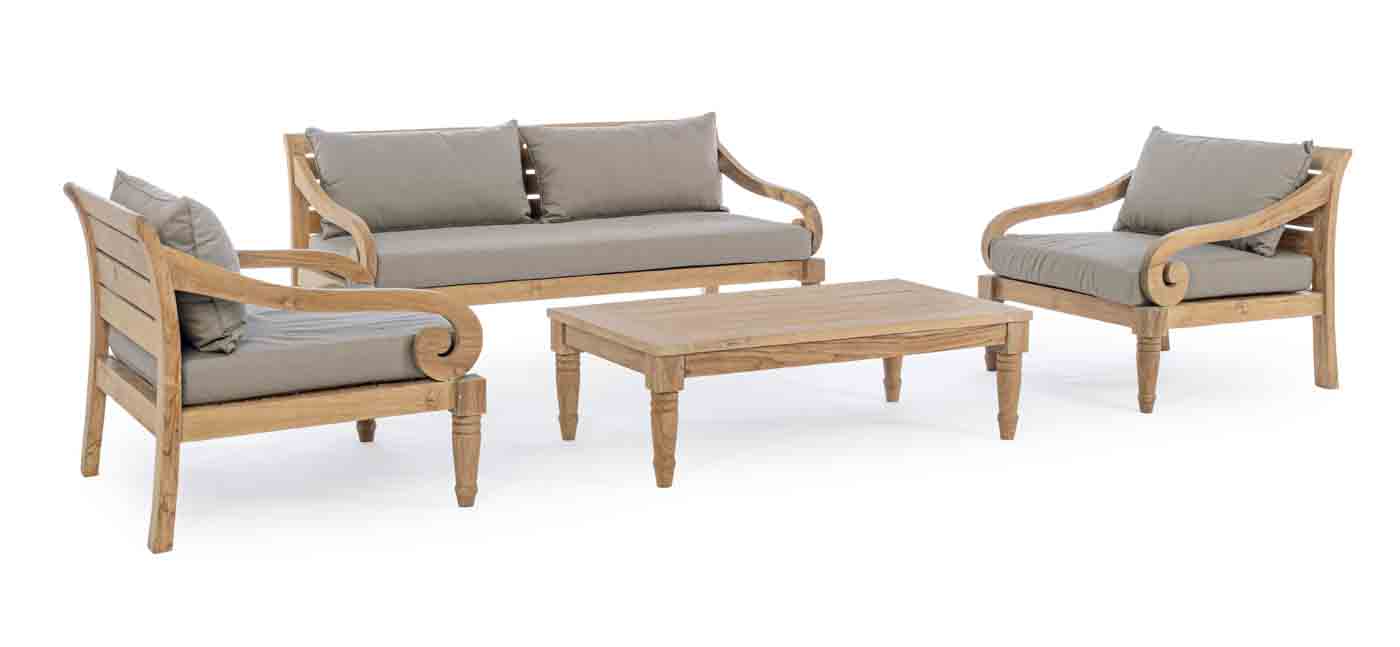 2,5 Sitzer Sofa Karuba aus Teakholz, inkl. Kissen