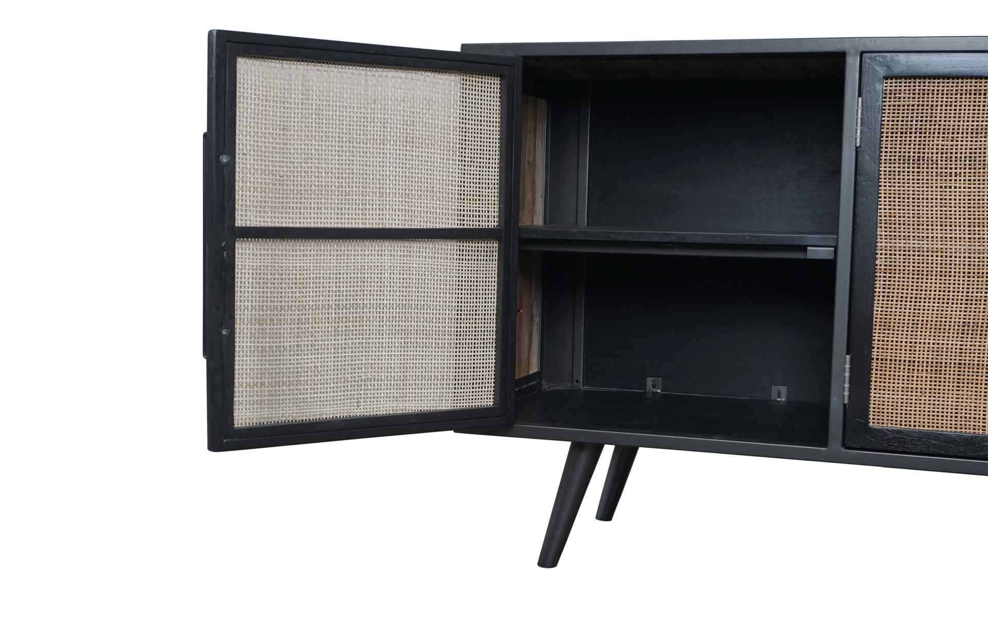 TV-Board Nordic Rattan mit 3 Türen, 160 cm