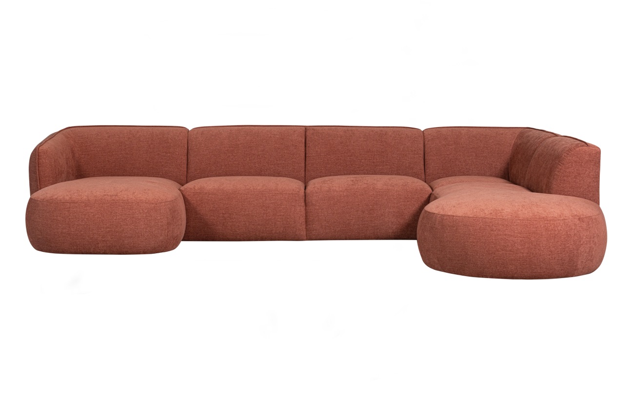 Sofa Polly U-Form aus Webstoff Rechts, Rosa