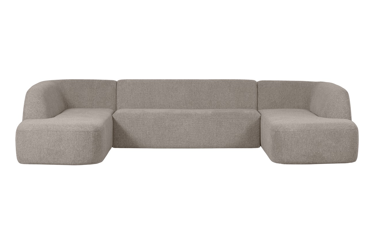 Sofa Sloping U-Form aus Melange-Stoff, Hellgrau