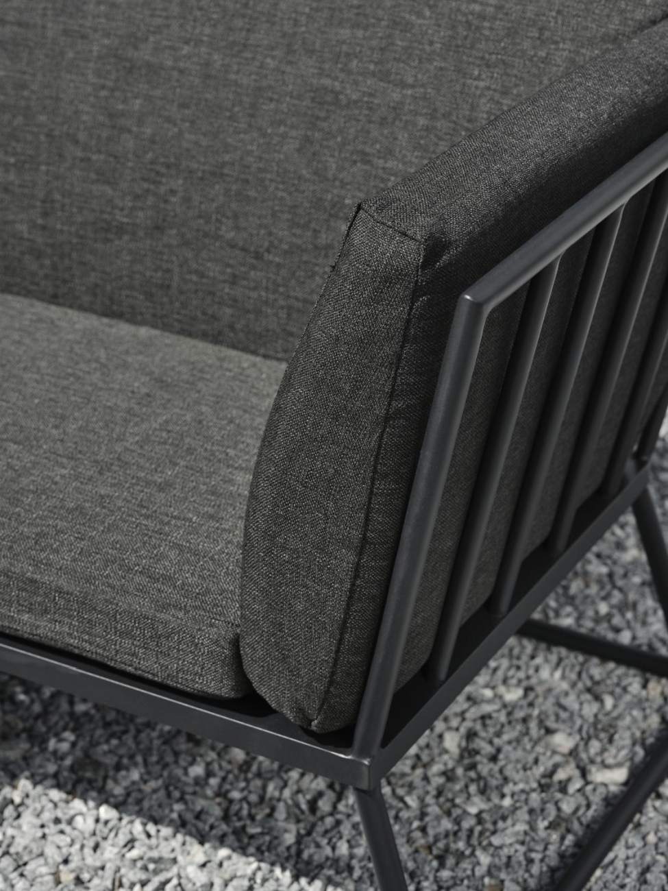 Gartensofa Vence mit Kissen 2-Sitzer, Schwarz