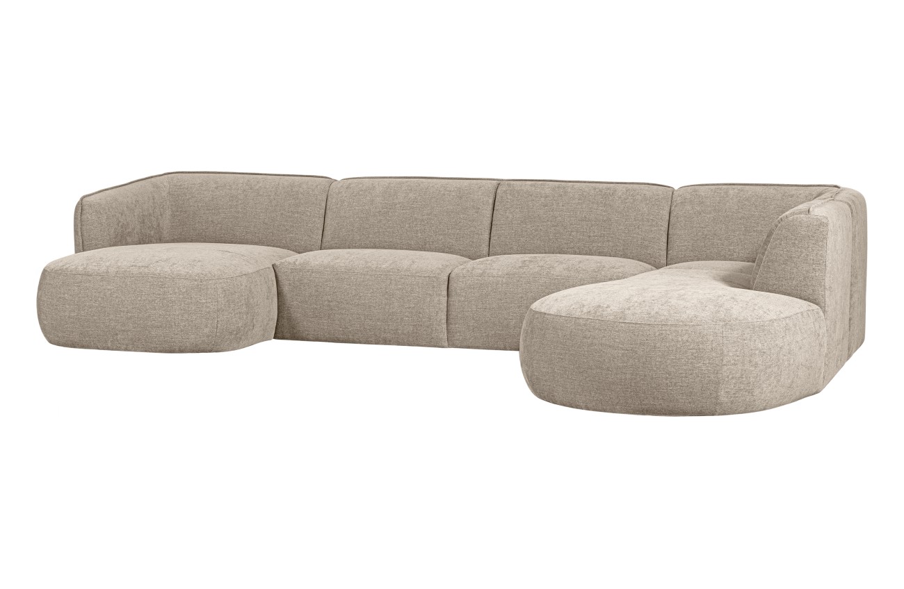 Sofa Polly U-Form aus Webstoff Rechts, Sand