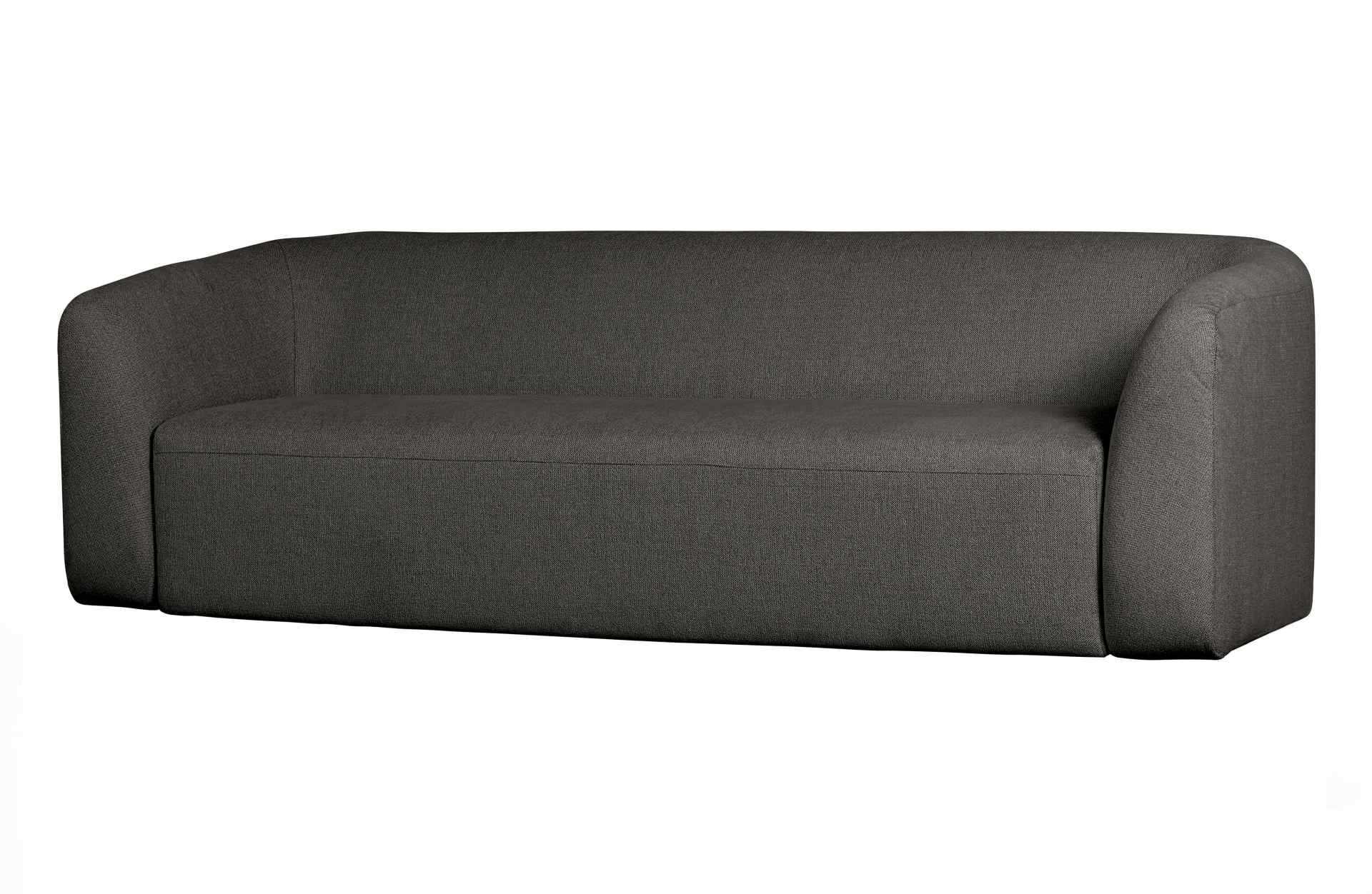 3-Sitzer Sofa Sloping aus Stoff, Schwarz/Grau