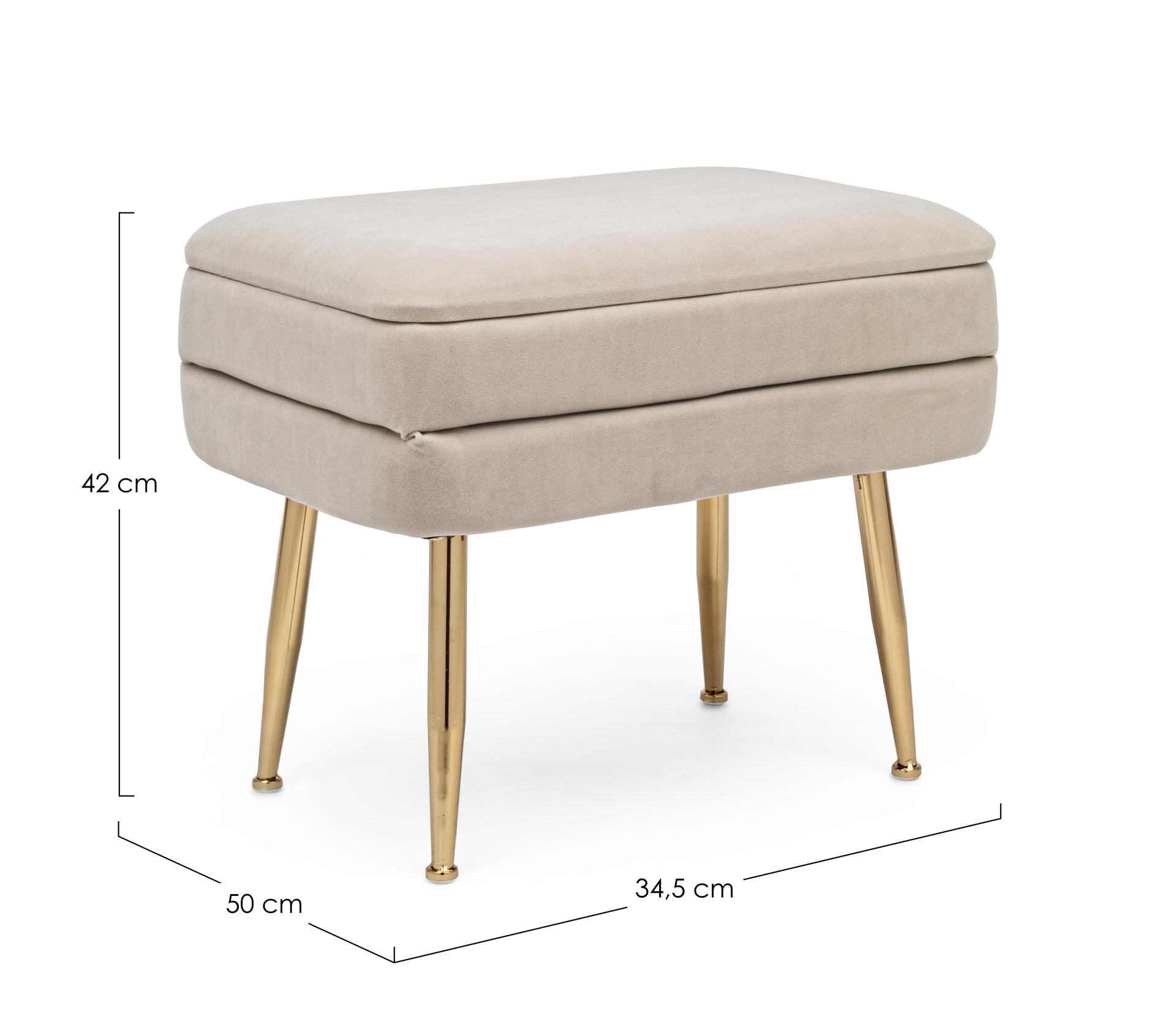 Bank Pavlina aus Samt 50 cm, Beige