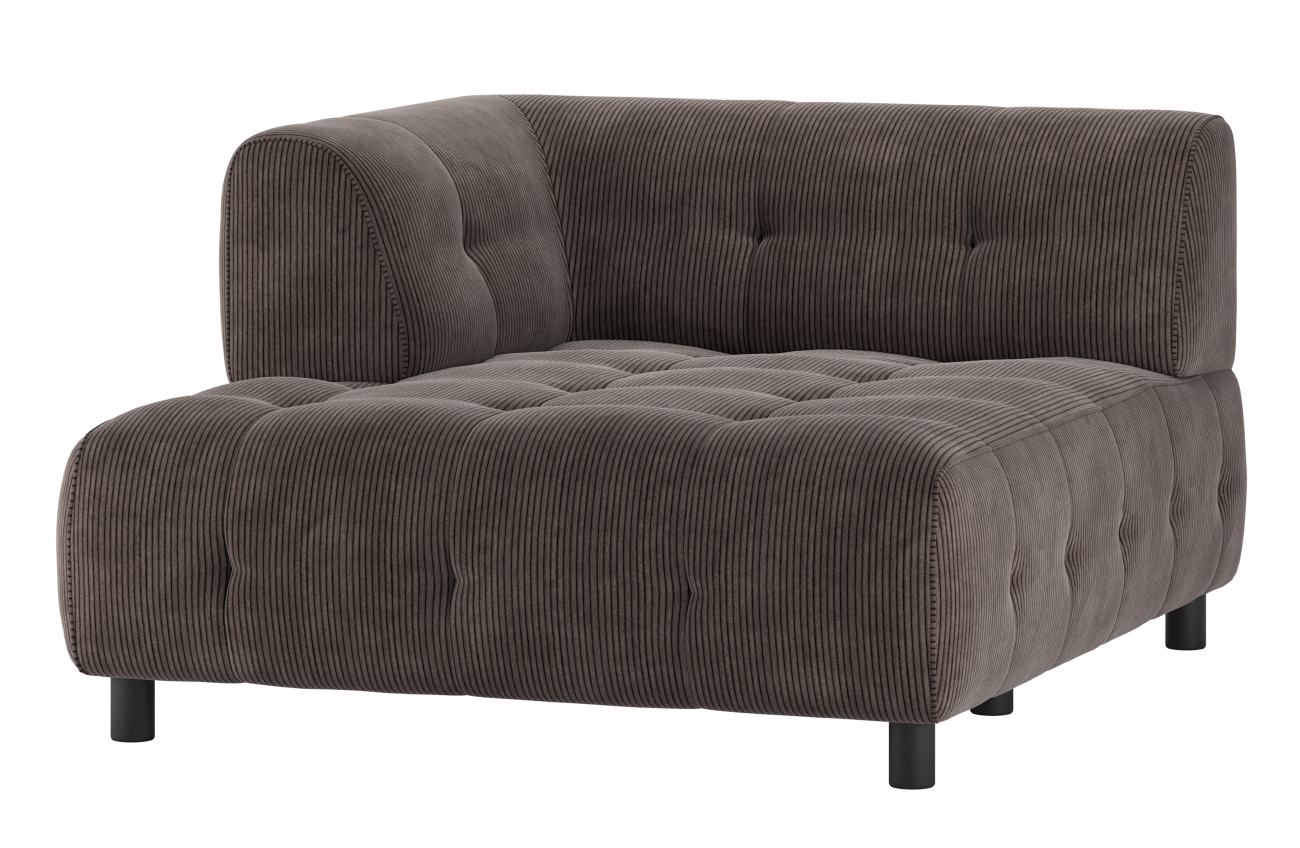 Modulsofa Louis Chaiselongue aus Rippstoff Links, Braun