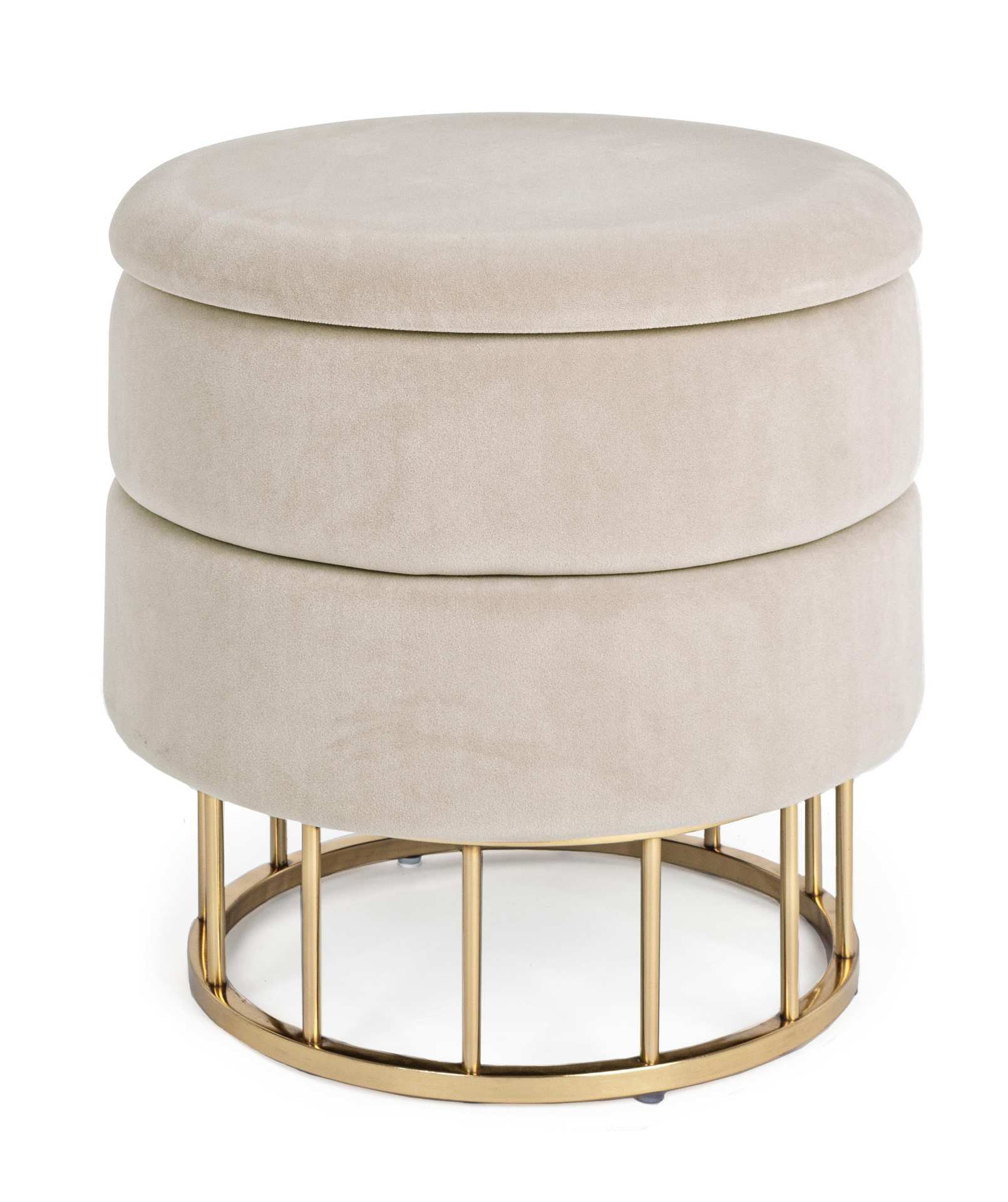 Hocker Pavlina in Samt-Optik, Beige