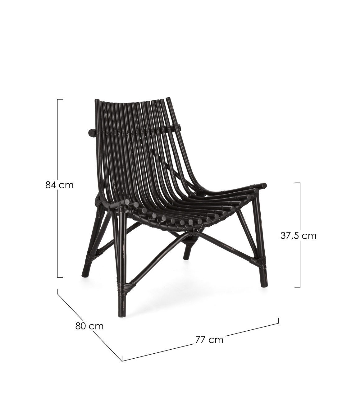 Sessel Menendez aus Rattan, Schwarz