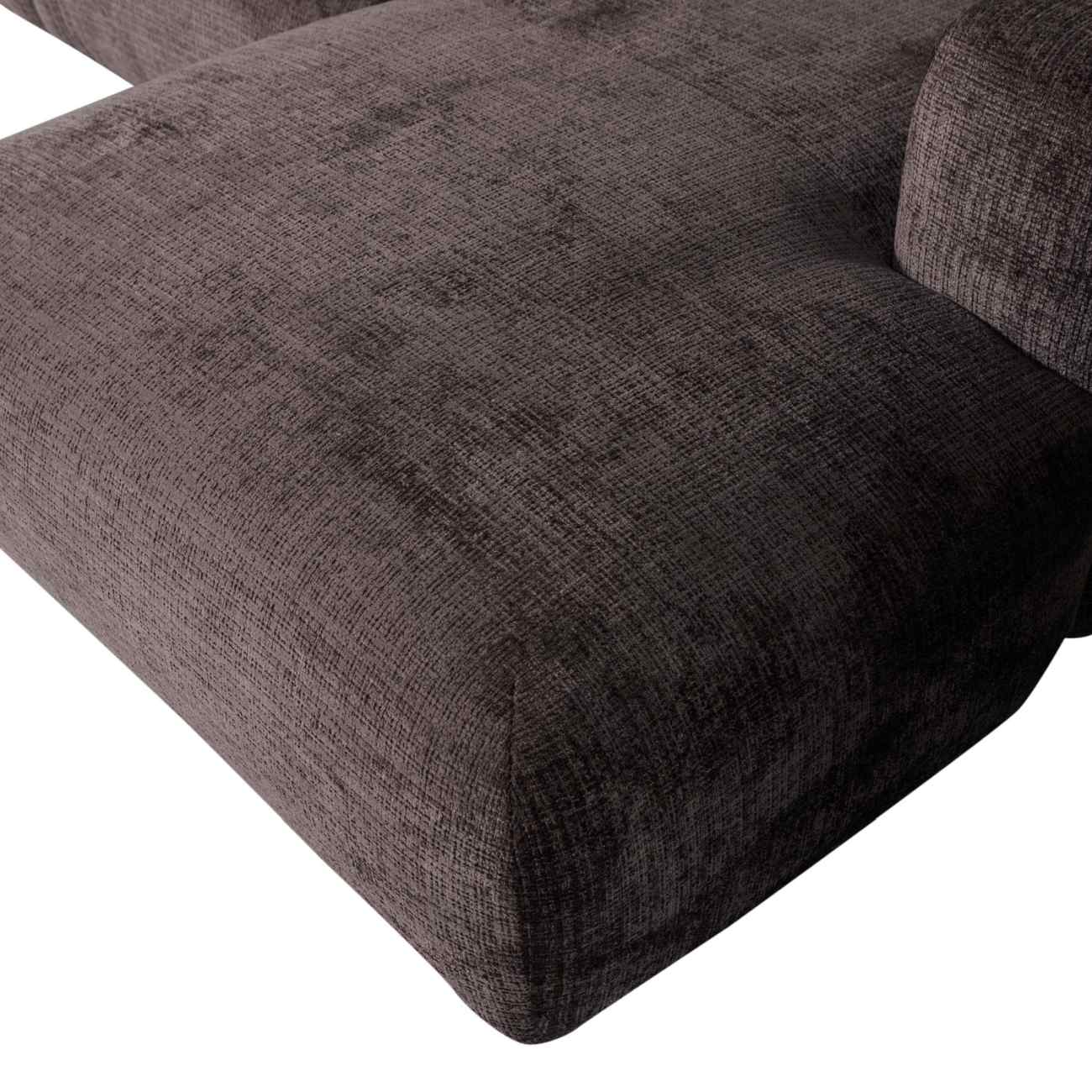 Chaiselongue Cloud aus Chenille-Stoff Rechts, Braun