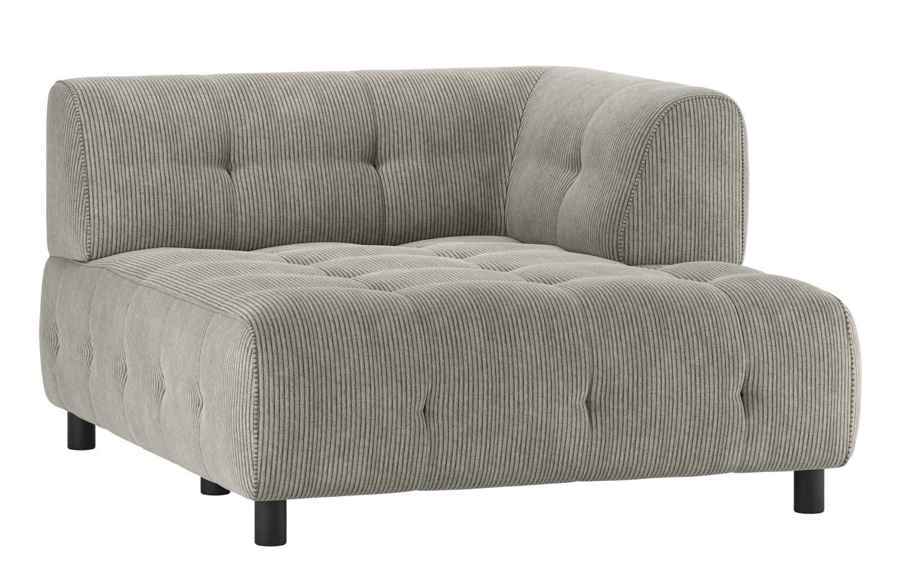 Modulsofa Louis Chaiselongue aus Rippstoff Rechts, Grau