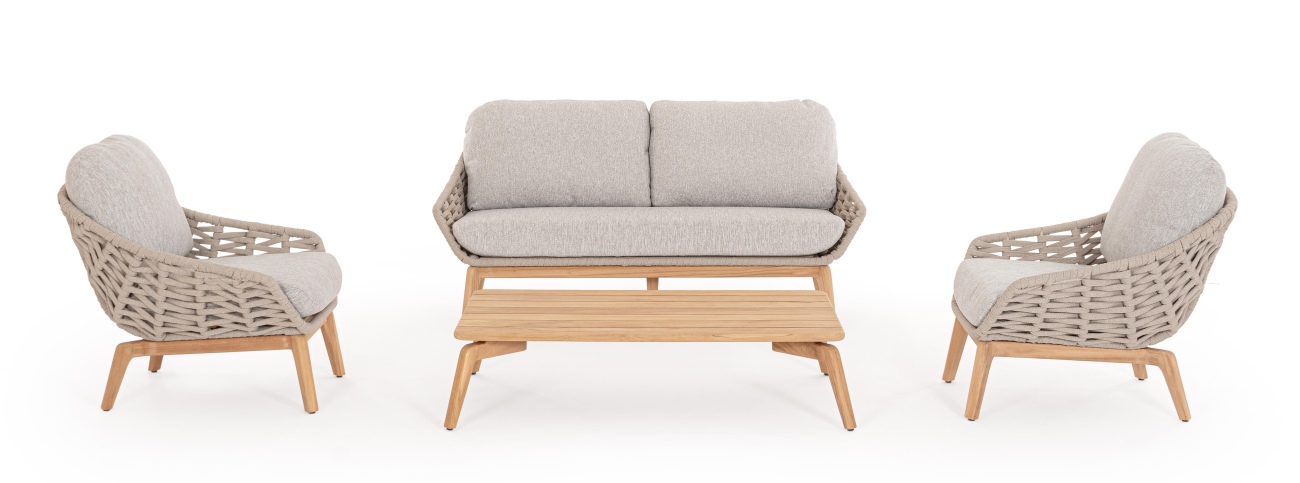 Gartensofa Tamires aus Teakholz, Beige