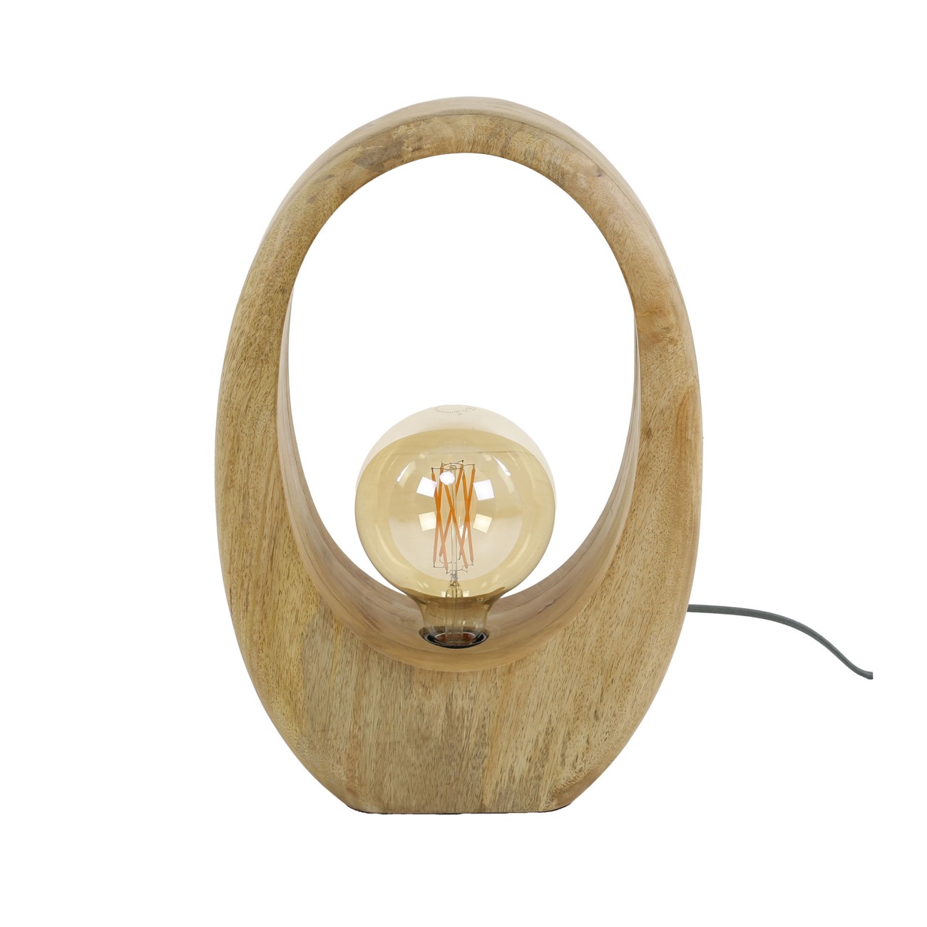 Tischleuchte Arolvora - Mangoholz Natur, Bogendesign, inkl. LED, M