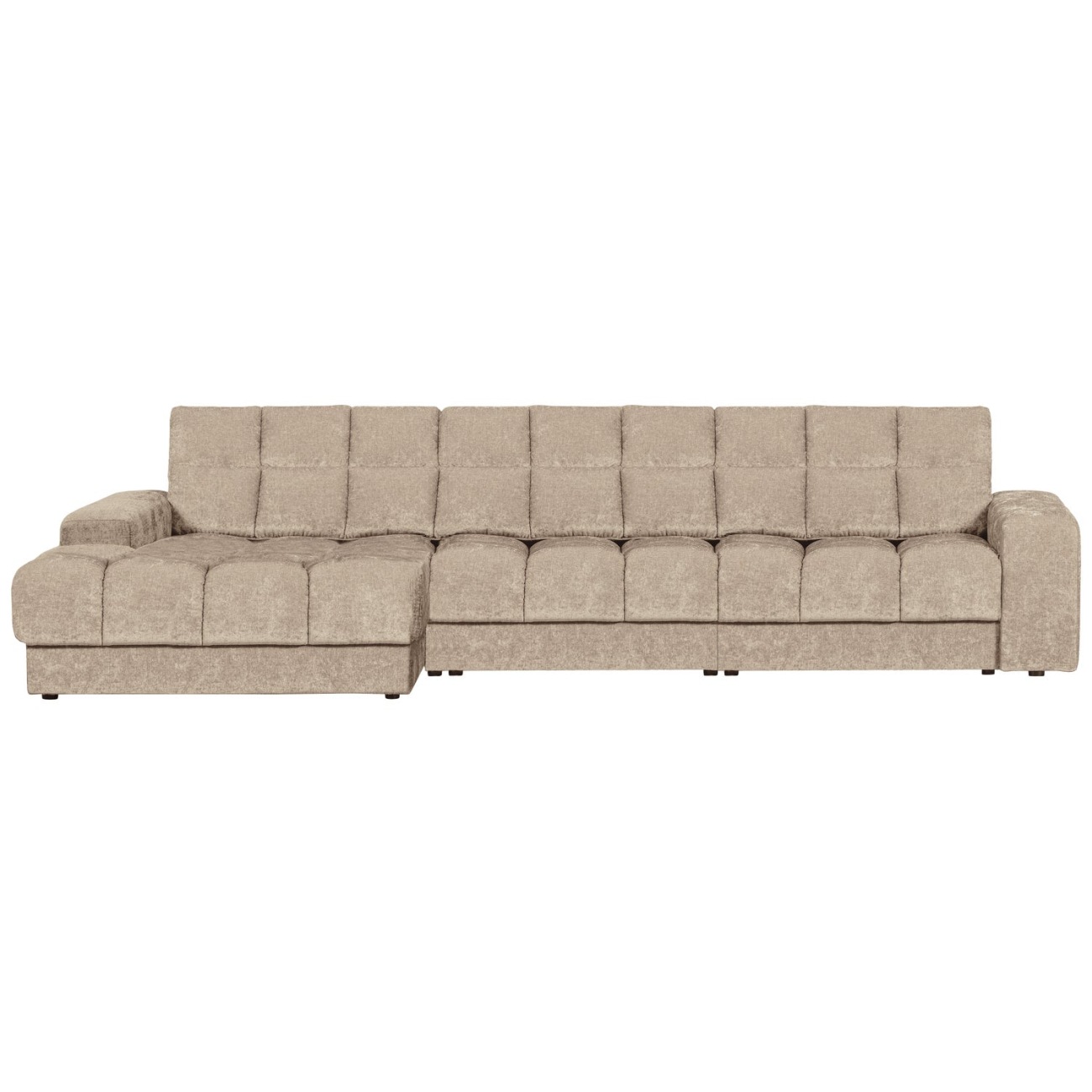 Chaiselongue Date aus Webstoff Links, Nougat