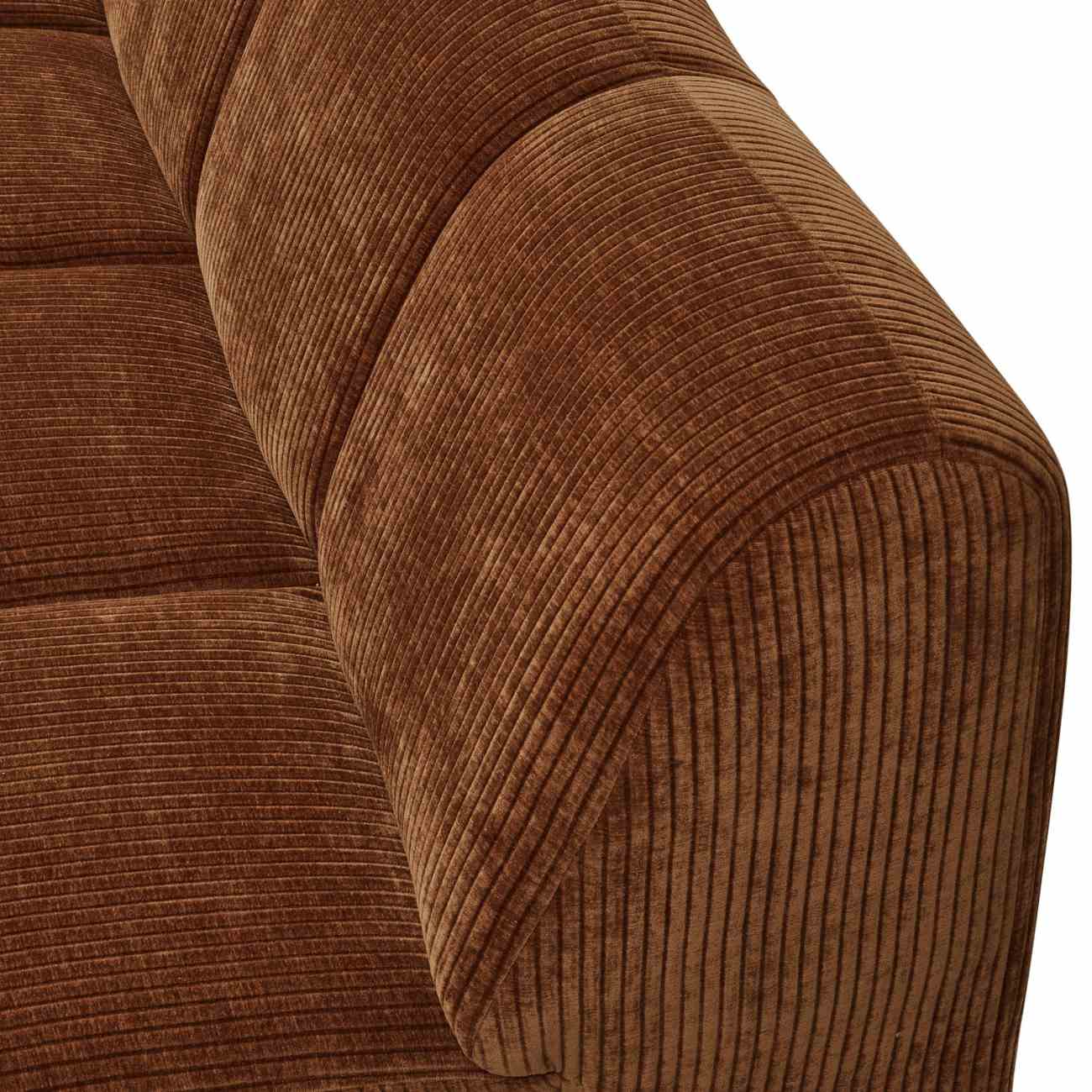 Modulsofa Mojo Flachcord 2er Arm-Links, Rostbraun