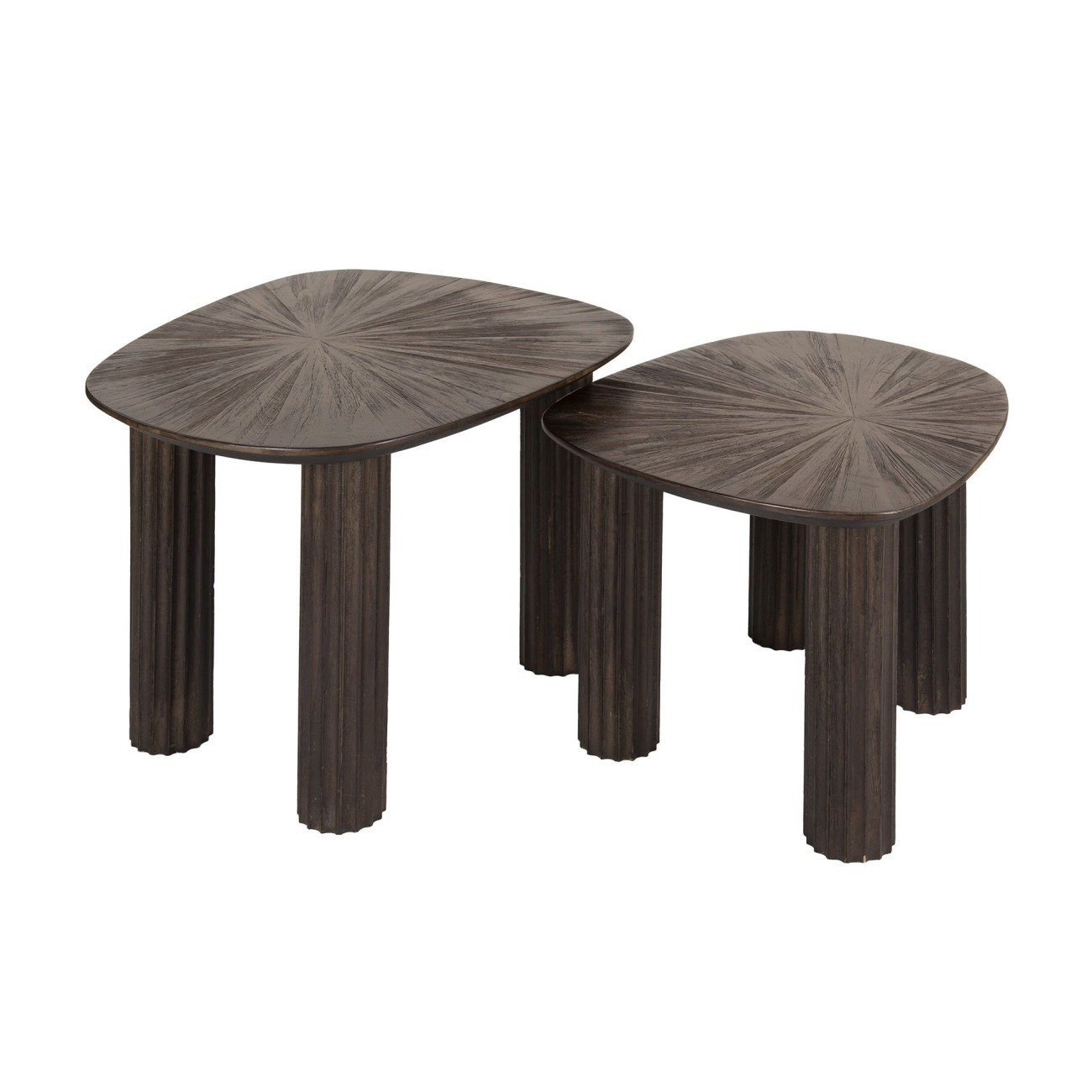 2er-Set Couchtisch Foray - Teakholz massiv Braun, Viereckig