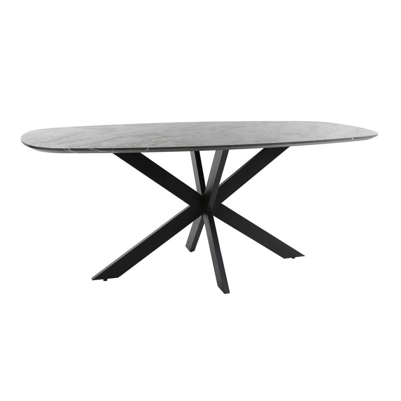 Ovaler Esstisch Melamik - schwarze Keramikoptik, 180 x 90 cm
