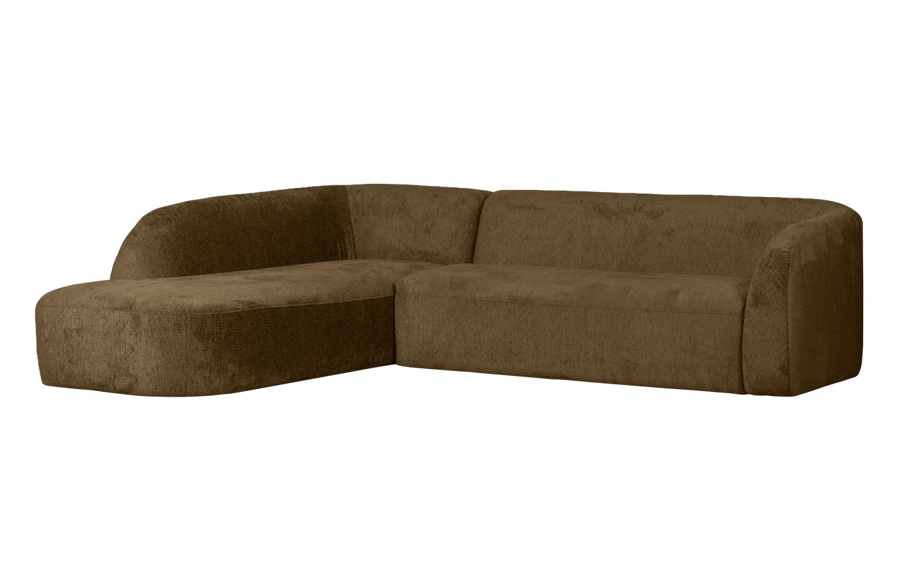 Ecksofa Sloping aus Struktursamt Links, Brass