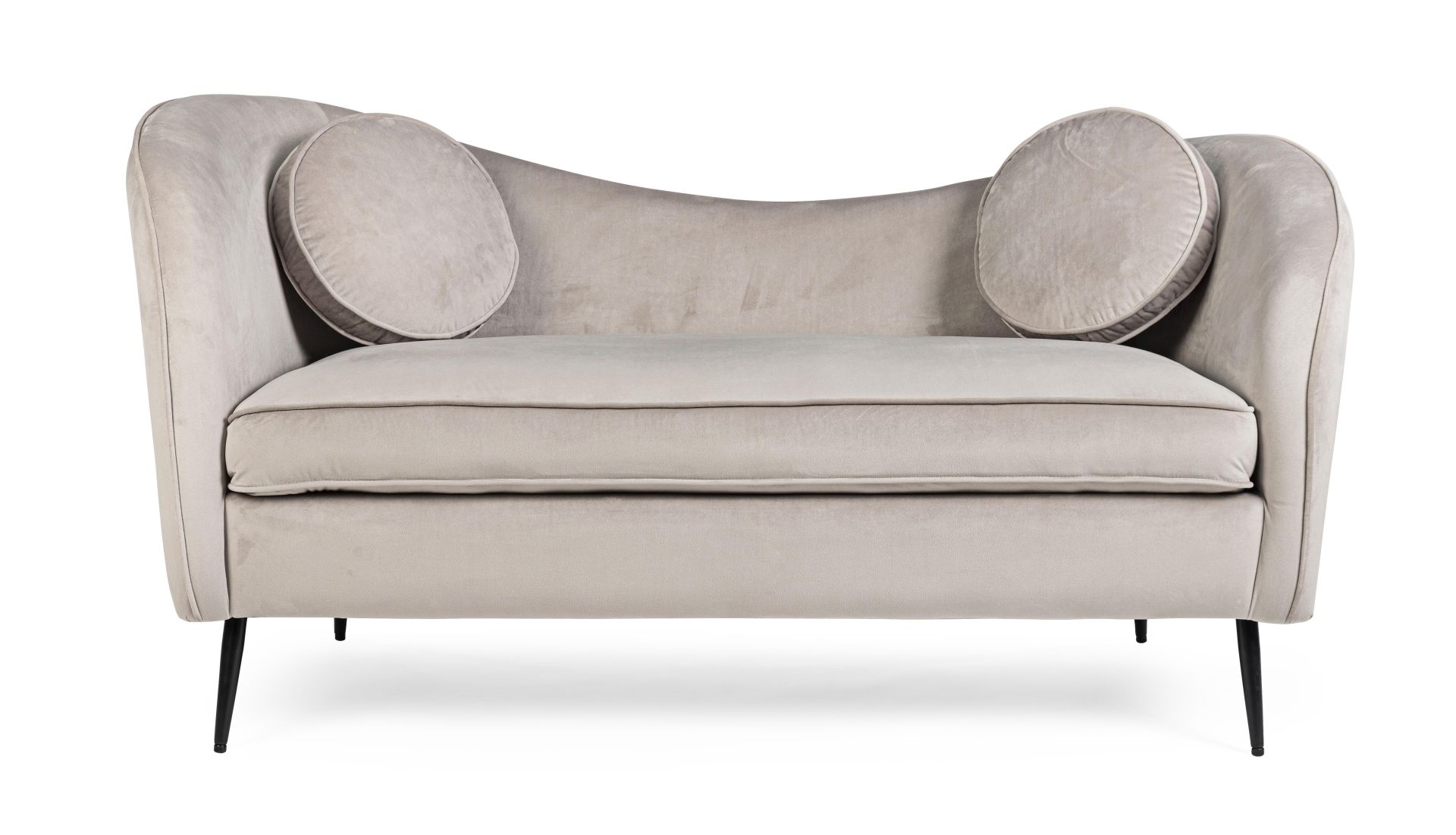 2-Sitzer Sofa Candis in Samt-Optik, Hellgrau