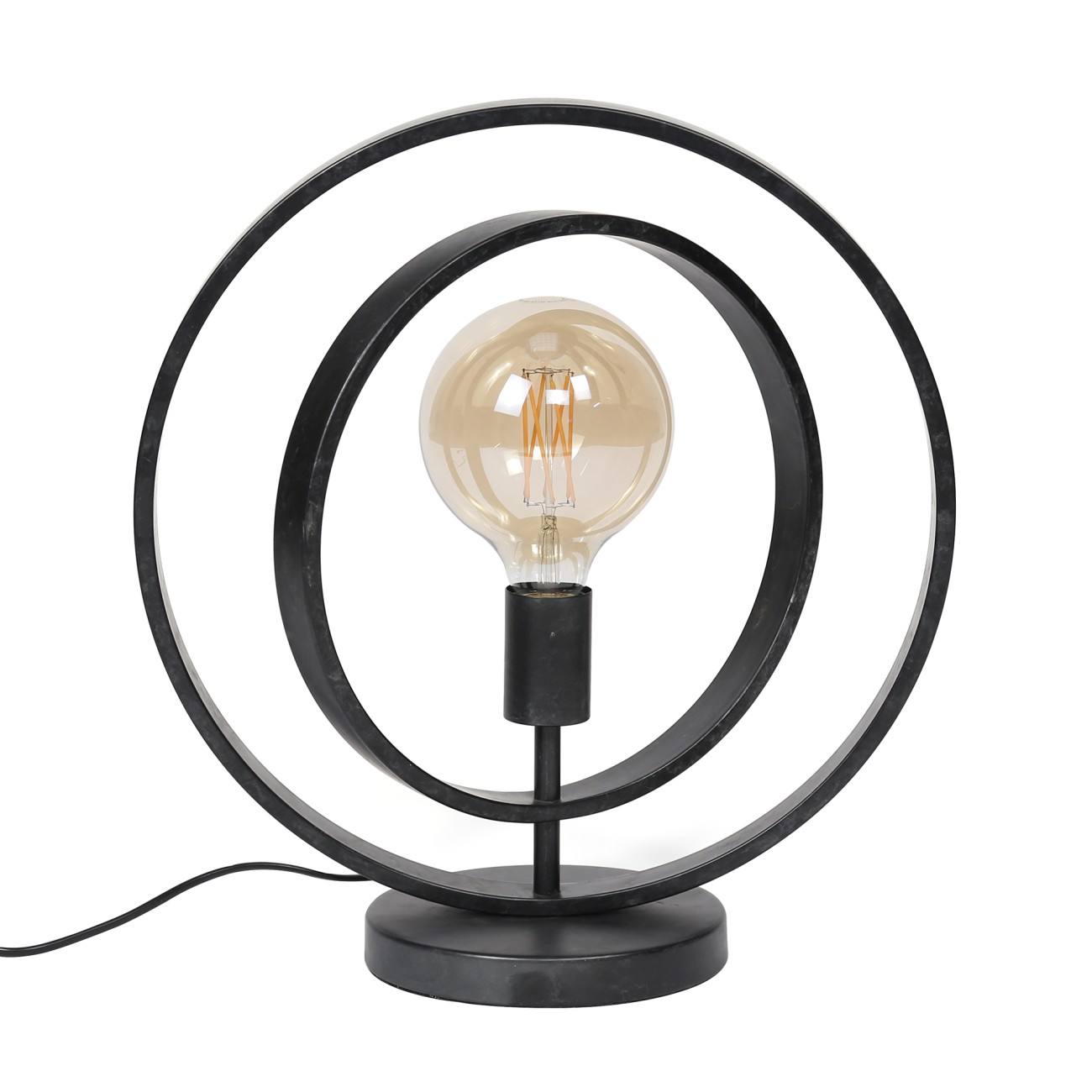 Tischleuchte Orbit - Metallringe Anthrazit, drehbar, Ø 40 cm, LED