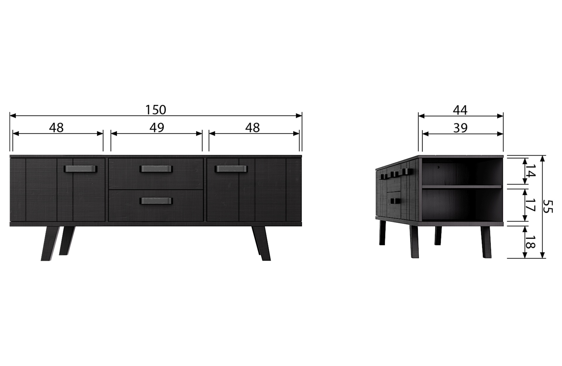 TV-Board Watch aus Kiefernholz