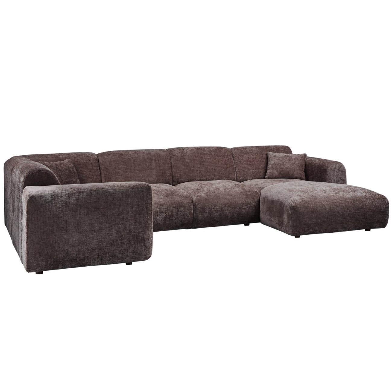 Ecksofa Cloud aus Chenille-Stoff Links, Braun