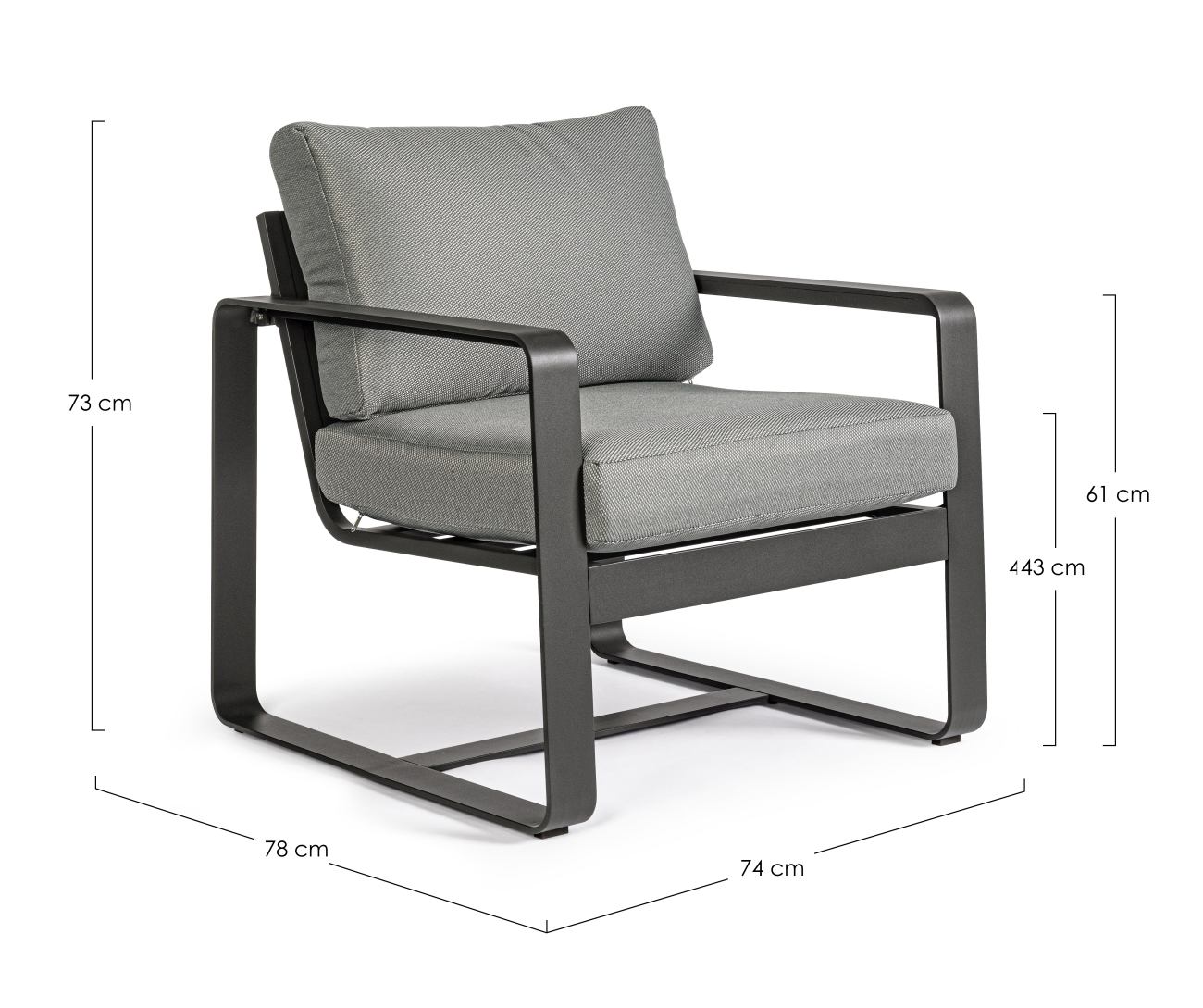 Gartensessel Merrigan aus Aluminium, Anthrazit